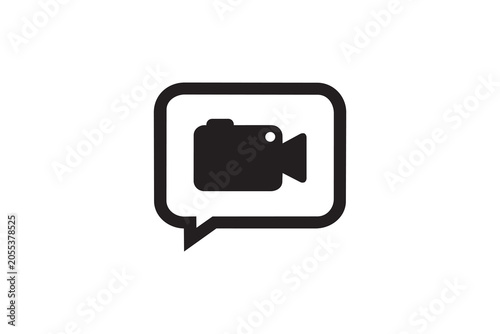 Video Chat Icon in Speech Bubble, Communication and Online Messaging Symbol