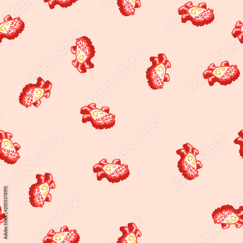 Tableau sur toile fluffy monster cute isometric seamless pattern