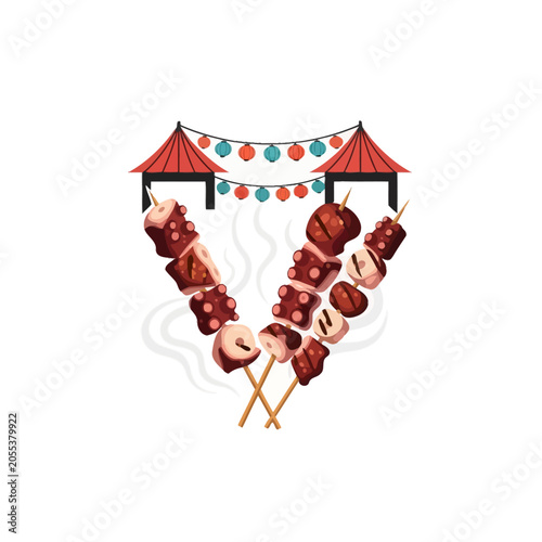Grilled Meat Skewers on Sticks.