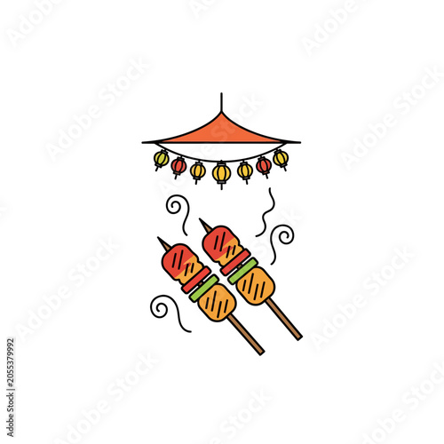 Grilled Skewers of Meat and Vegetables.