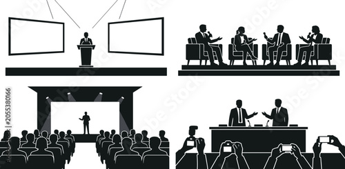 Принти на полотні Business Conference and Public Speaking Icon Collection with Corporate Presentat