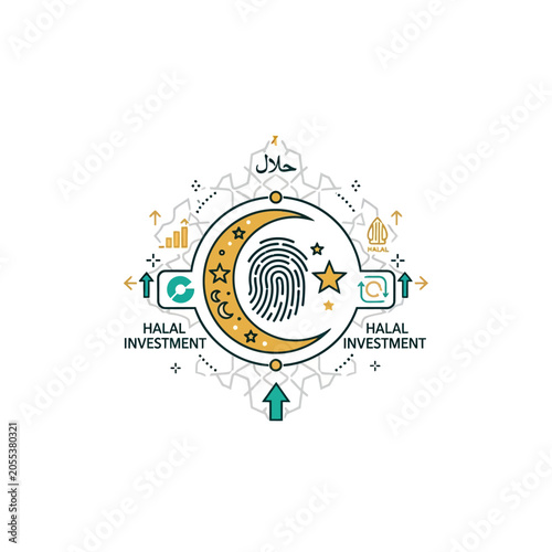 Halal Investment Logo with Fingerprint Symbol.