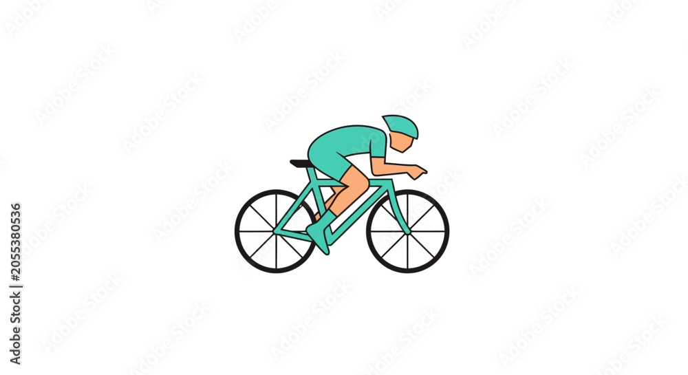 Fototapeta premium Cyclist Riding Bicycle Fast Outdoors.