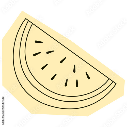 Hand drawn doodle of a fresh watermelon slice for summer themes