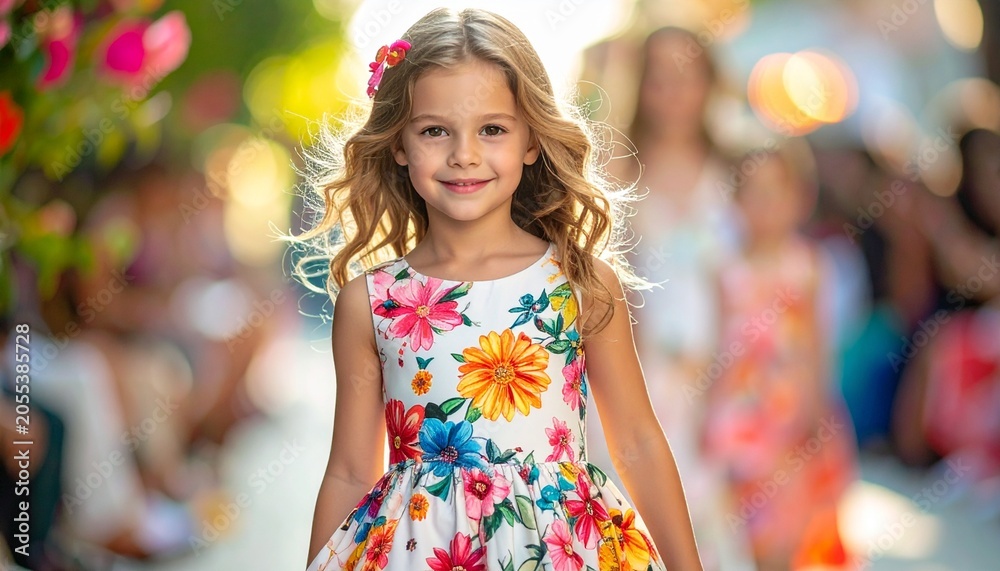 Fototapeta premium Buntes Sommerkleid mit Blumenmuster