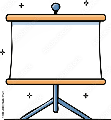 A cartoon illustration of a presentation board.