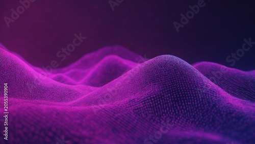 Magenta purple particle wave on dark abstract background