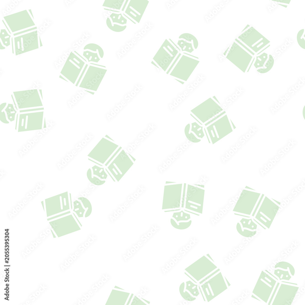 Fototapeta premium reading book glyph vector seamless pattern. reading book thin illustration