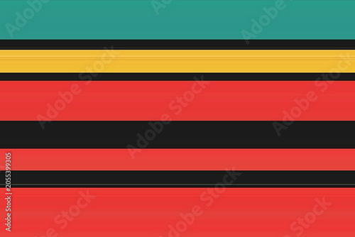 Abstract horizontal geometric stripes background with teal red and yellow