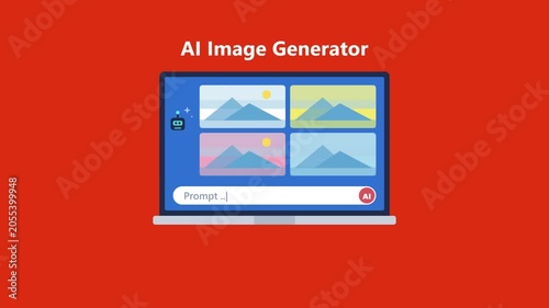 AI Image Generator Interface Concept on Laptop Screen