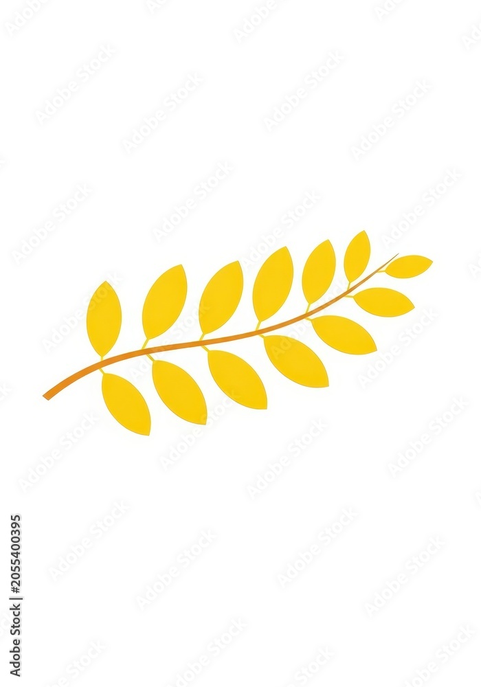 Fototapeta premium Minimalist Yellow Leaf Sprig Flat Vector Icon for Autumn Nature and Foliage Design Projects