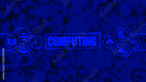 Photos Computing concept displaying the word computing in a central box surrounded by v