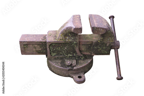 Old rusty vise on a transparent background