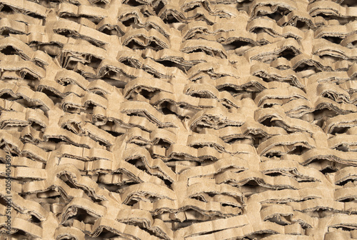 Torn corrugated cardboard layers and rough paper fibers