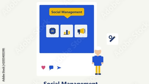 AI Powered Social Media Management Strategy Concept Illustration