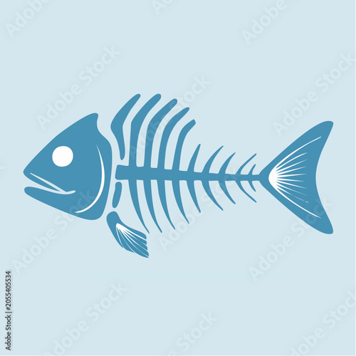 Blue Fish Skeleton Icon