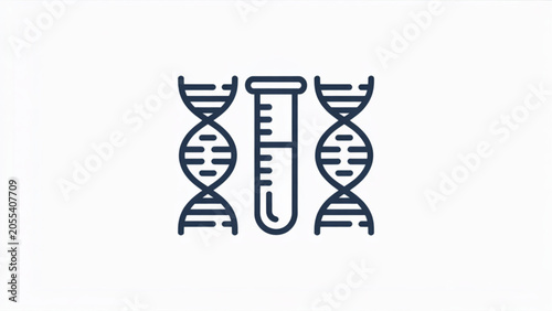 Tableau sur toile Dna double helix strands with test tube icon illustration Vector