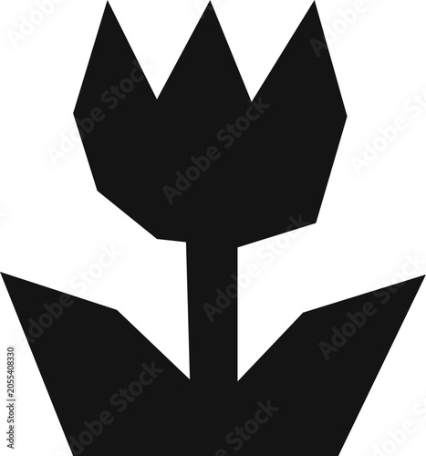 Tulip, element for cutting. Flower isolated on white background. Engraving style.