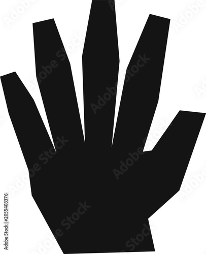 Hand silhouette sacred symbol, element for cutting. Open palm isolated on white background. Engraving style.