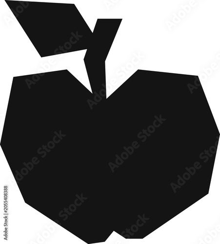 One apple, element for cutting. Fruit, shape isolated on white background. Engraving style.