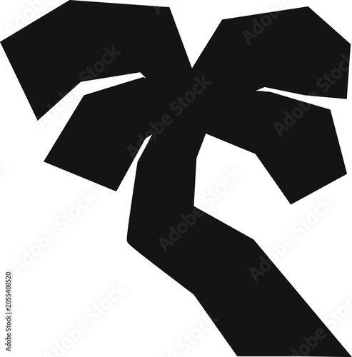 Tropical Palm Tree, element for cutting. Exotic plant isolated on white background. Engraving style.