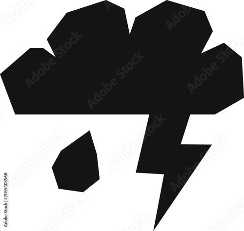 Thundercloud, element for cutting. Bad weather isolated on white background. Engraving style.
