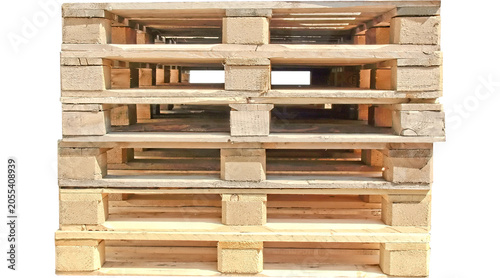 Foto stack of wooden pallets used for loading and unloading, PNG on Transparent backg