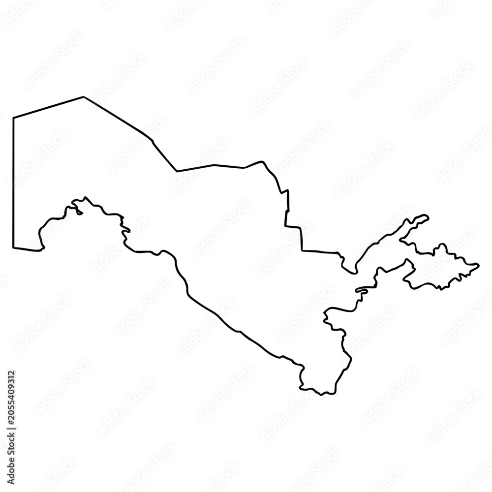Fototapeta premium Uzbekistan map illustration hand drawn outline vector