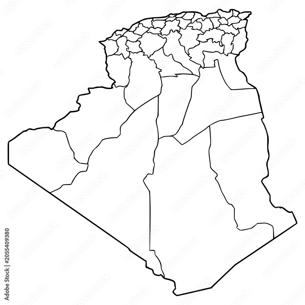 Fototapeta premium Algeria map illustration hand drawn outline vector