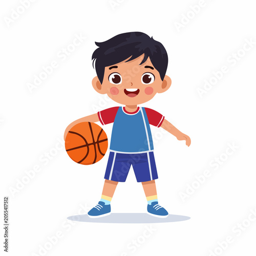 Cartoon Boy Playing Basketball