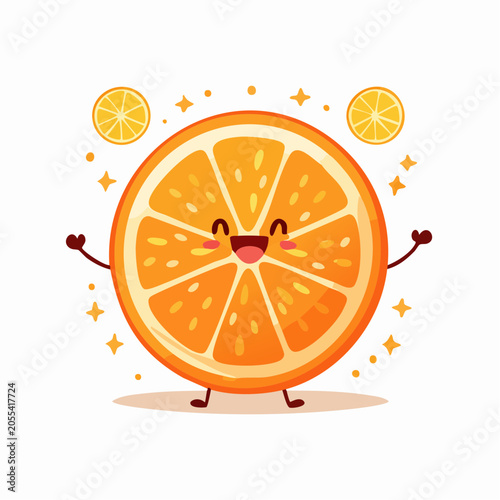 Happy Orange Slice Character
