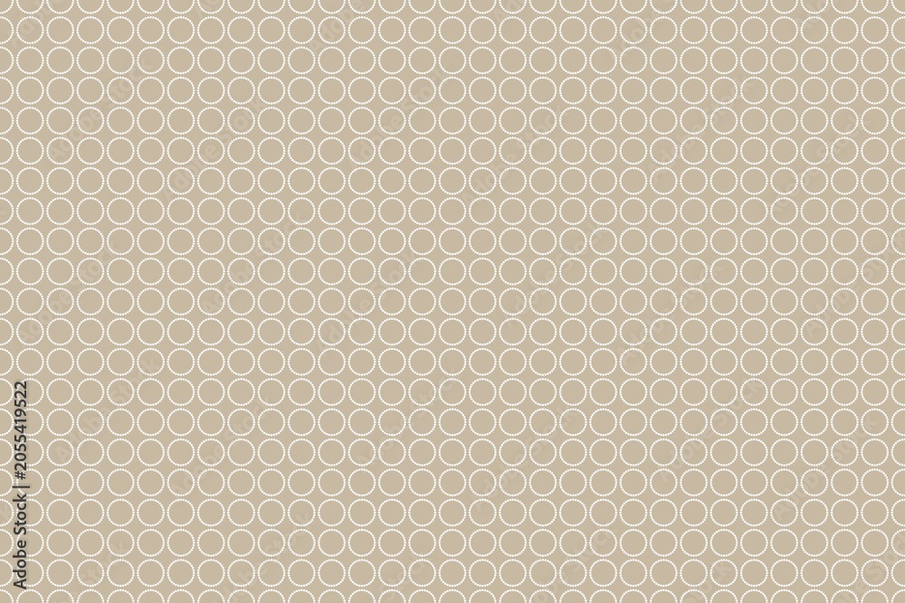 Fototapeta premium Beige Minimalist Pearl Circle Seamless Pattern Background. Elegant Geometric Dot Ring Pattern on Taupe Backdrop. Luxury Circular Beaded Texture Vector Illustration