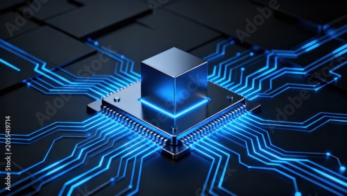 Microchip with glowing circuitry