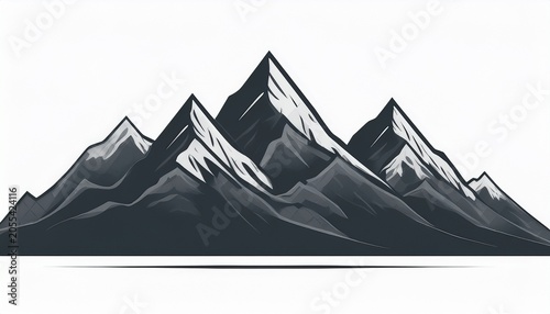 Mountain Range Isolated On White Background