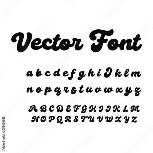 Retro Bold Script Alphabet Letters Vector Font Set