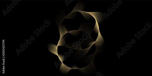 Foto Abstract circle wave lines, gradient light equalizer gold wavy curve