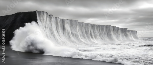 Large ocean wave crashing on shore.