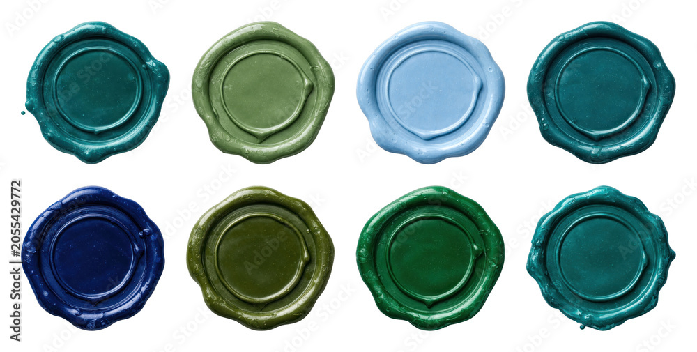 Fototapeta premium PNG Colorful vintage wax seals on transparent background