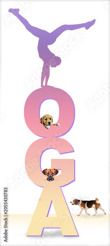 Фотография Puppy yoga is a new and popular fitness activity