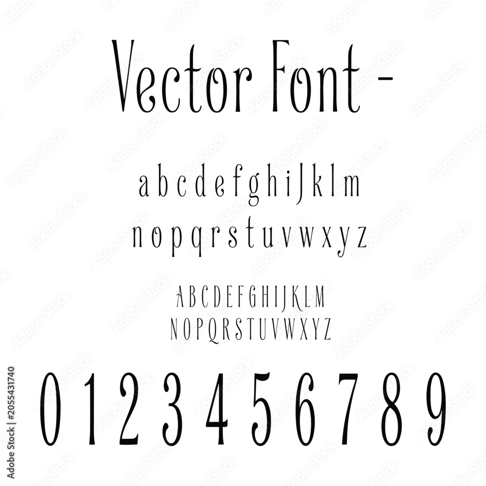 Fototapeta premium Minimalist Narrow Alphabet and Numbers Vector Font