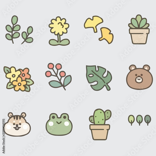 Cute Nature and Animal Elements Collection