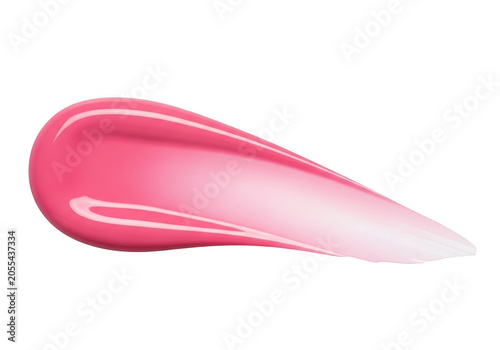Pink lip gloss smear, glossy texture, cosmetic sample