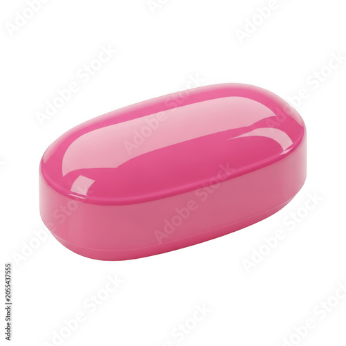 Pink pill or tablet isolated on white background