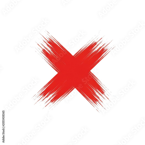 Red X mark symbol, brush stroke style