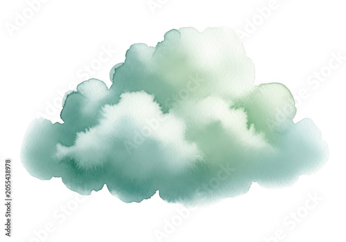 Soft watercolor cloud with green and blue hues