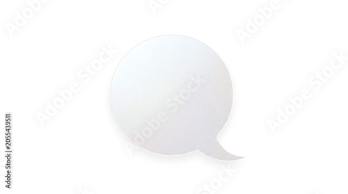 Minimalist blank white circular speech bubble on a transparent background