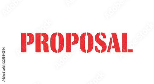 A bold red 3d word proposal standing out with sharp edges and a subtle shadow, symbolizing clear communication and intent in a modern design style