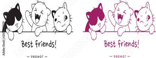 Quadro su tela Best Friends Cat Logo