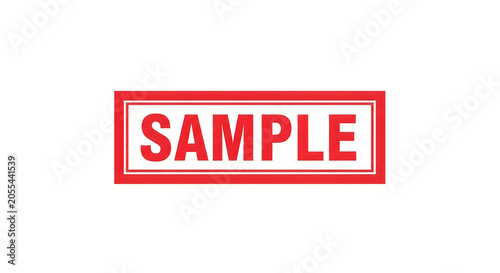 A bold red rectangular frame surrounds the word sample in uppercase white letters, emphasizing a placeholder or example text in a striking color contrast