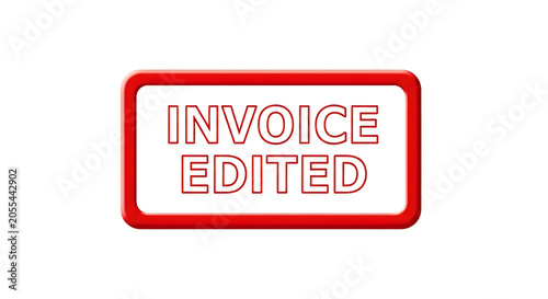 A bold red rectangular stamp with the words 'invoice edited' in white capital letters, highlighting a document's status change and indicating an invoice modification or correction has been made